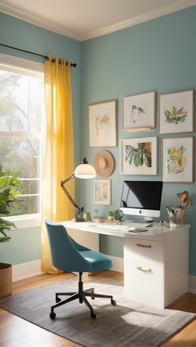 home office furniture, office desk, ergonomic chair, compact workspace, dual monitor setup