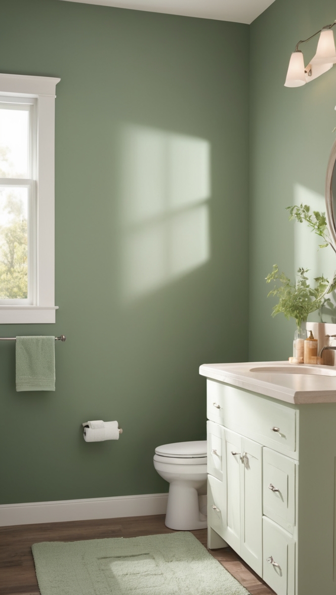 green bathroom decor, green bathroom accessories, hunter green shower curtain, forest green bathroom rug, emerald green bathroom tiles