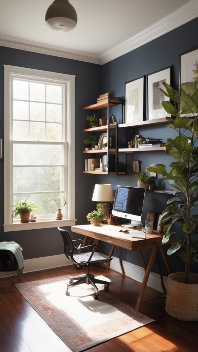 small home office design, home office decor, cozy workspace ideas, modern office setup, minimalist office furniture 