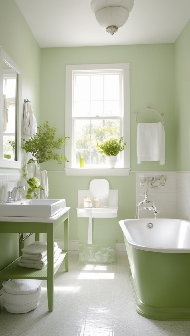green bathroom decor, white bathroom tiles, modern green bathroom, white and green bathroom ideas, luxury green bathroom 