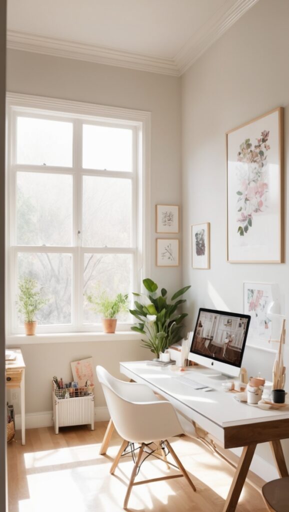 home office design, modern office decor, stylish workspace, elegant office furniture, minimalist office setup