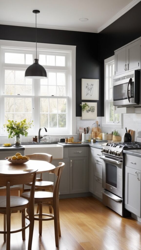 black and white kitchen design, black and white kitchen decor, black and white kitchen cabinets, classic black and white kitchen, modern black and white kitchen