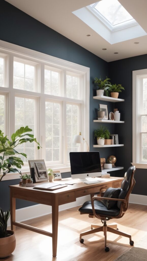 modern home office design, elegant home office decor, minimalist office interior, luxury office furniture, contemporary workspace aesthetics