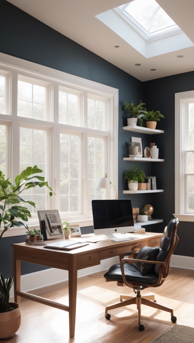 modern home office design, elegant home office decor, minimalist office interior, luxury office furniture, contemporary workspace aesthetics 