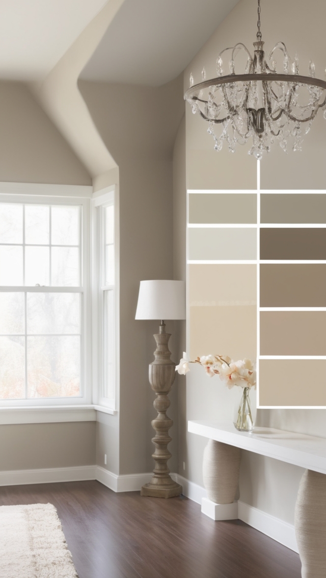 gray brown paint colors, warm grey paint colors, neutral grey paint, earthy brown tones, taupe color palette