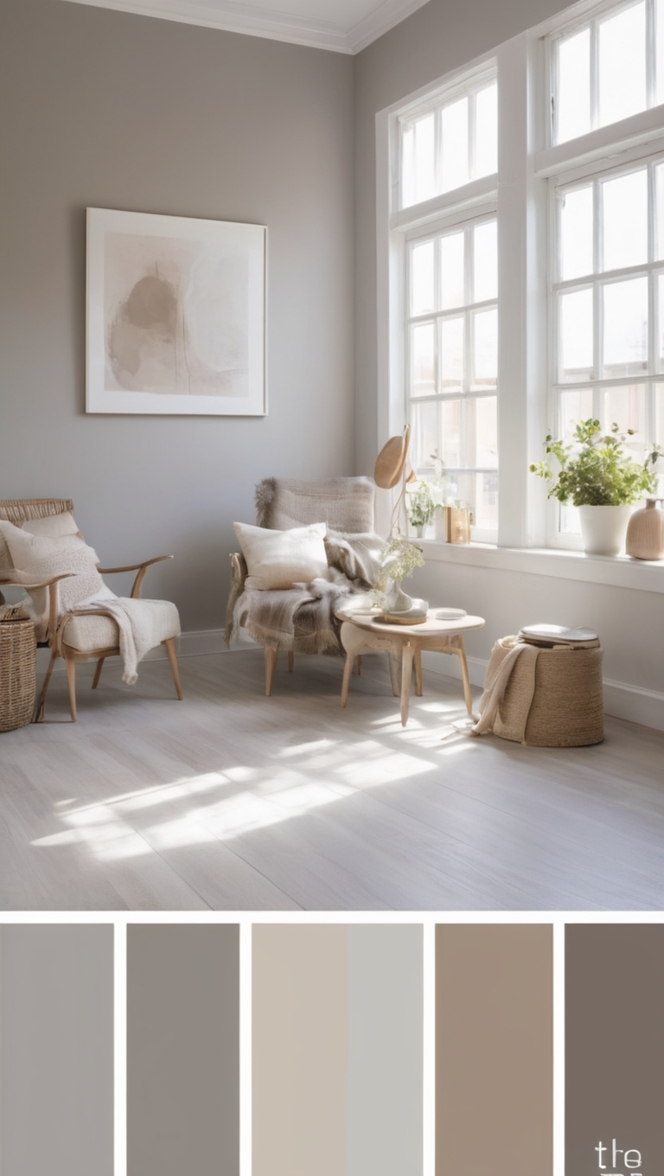 gray brown paint colors, warm grey paint colors, neutral grey paint, earthy brown tones, taupe color palette 