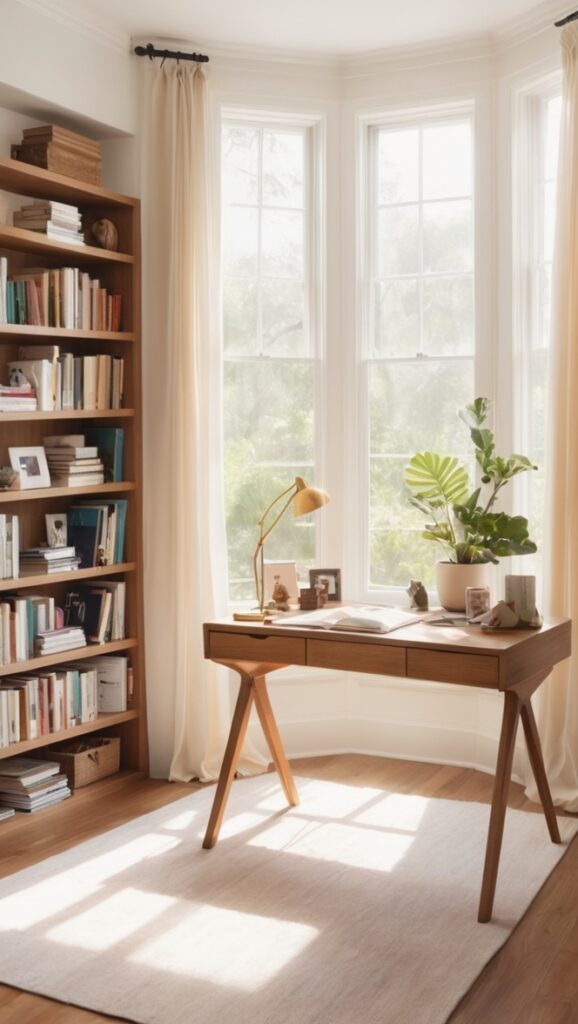 home decor, office design, library furniture, interior styling, creative workspace