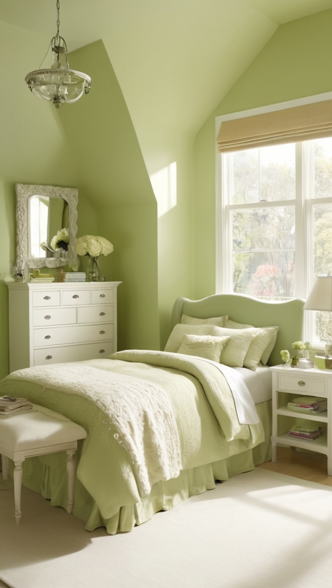 green bedroom paint, light green walls, green bedroom decor, sage green bedroom, pale green bedroom walls 