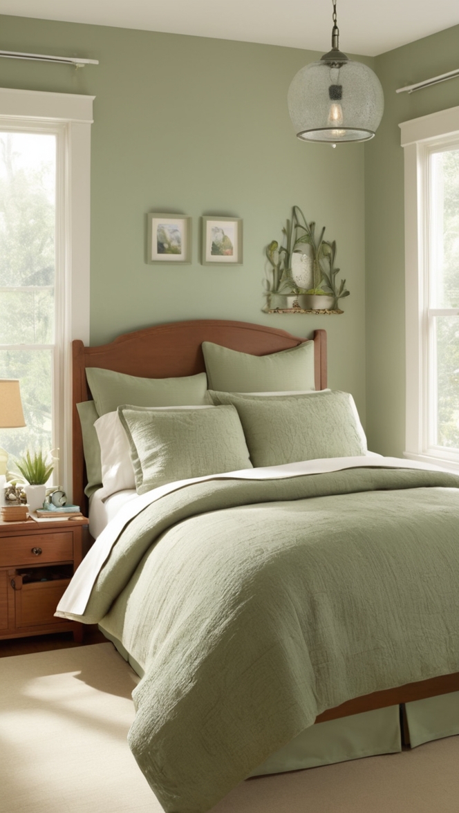 sage green decor, sage green bedding, sage green paint, sage green curtains, sage green furniture