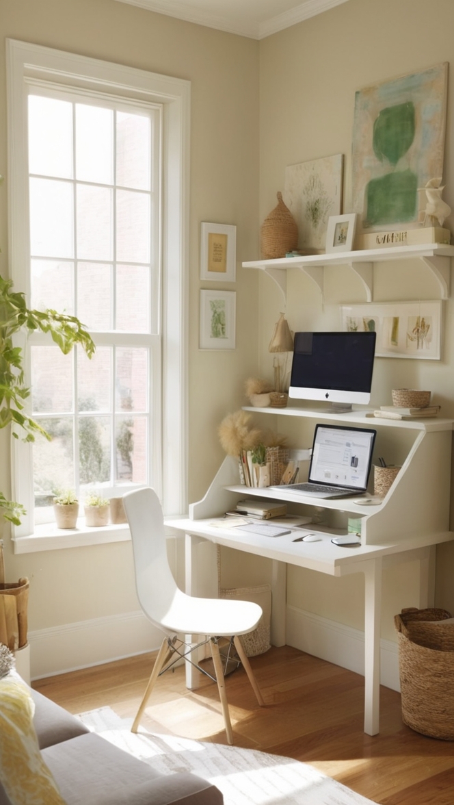 small home office, home office organization, office decor ideas, small office space, home office furniture 
