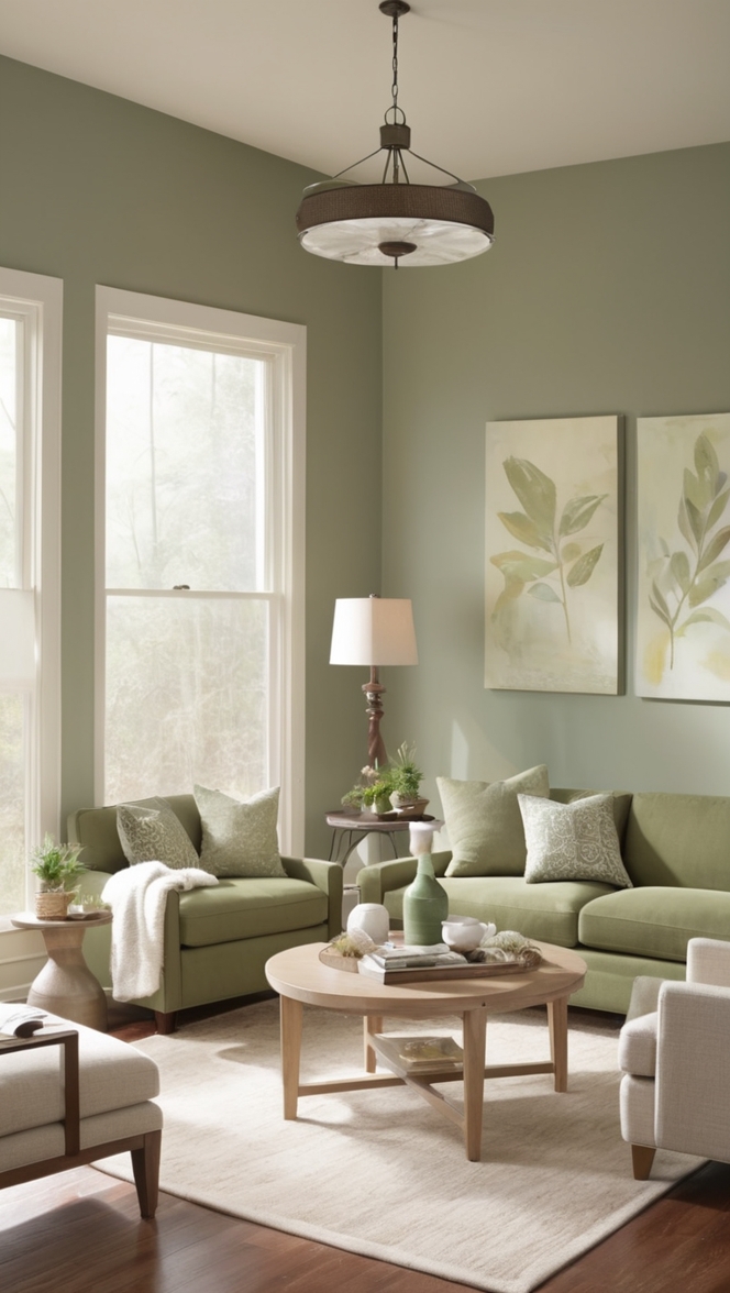 taupe living room decor, taupe and green living room, sage green living room decor, taupe green color scheme, taupe and sage green decor