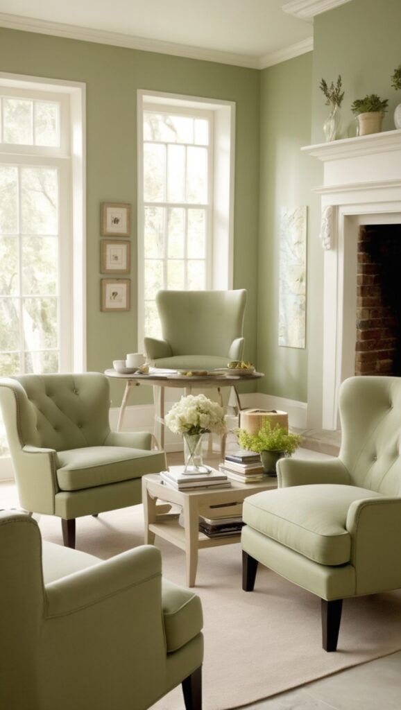 sage green armchair, sage green accent chair, sage green upholstered chair, green velvet chair, sage green wingback chair