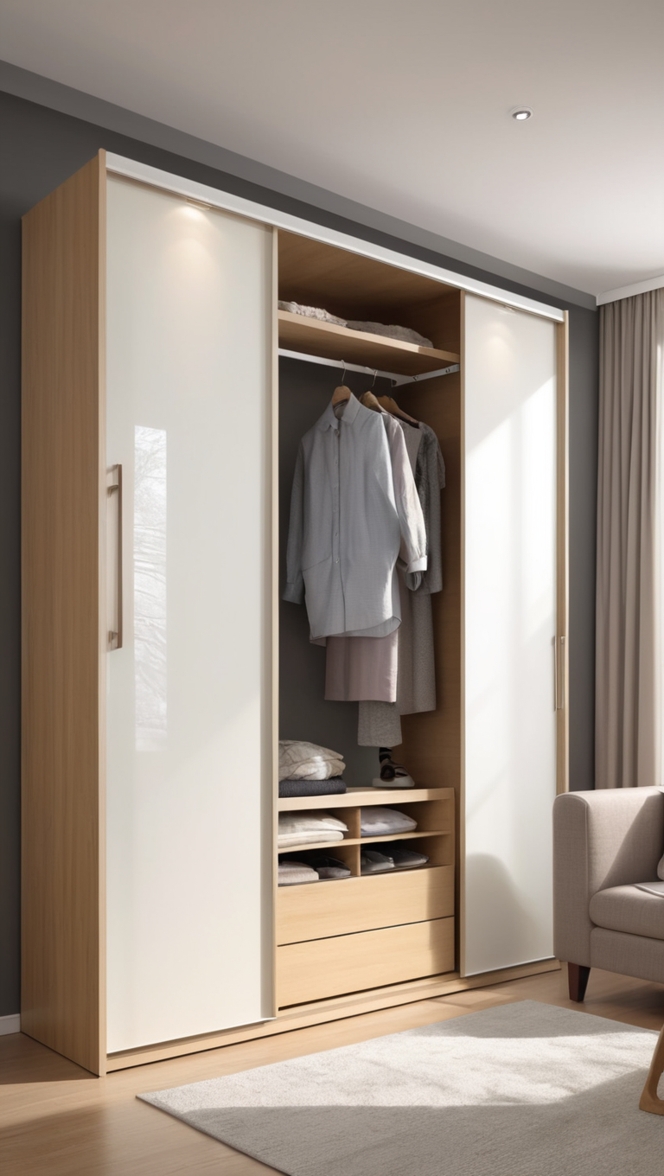 sliding wardrobe, laminate design, 2 door, wardrobe ideas, customized wardrobe 