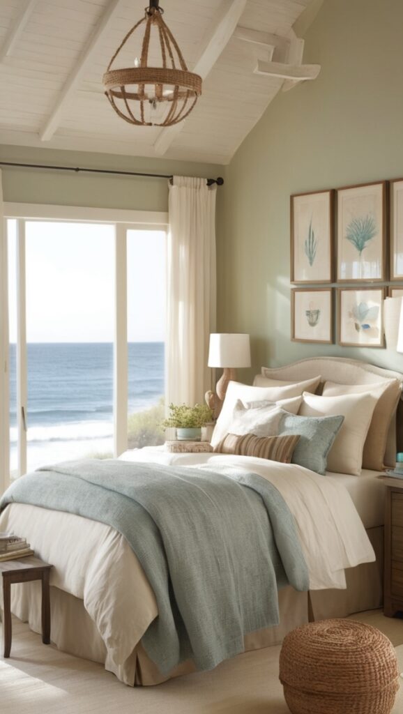 coastal bedroom decor, beach house bedding, rustic coastal furniture, ocean-inspired bedroom, seaside home decor