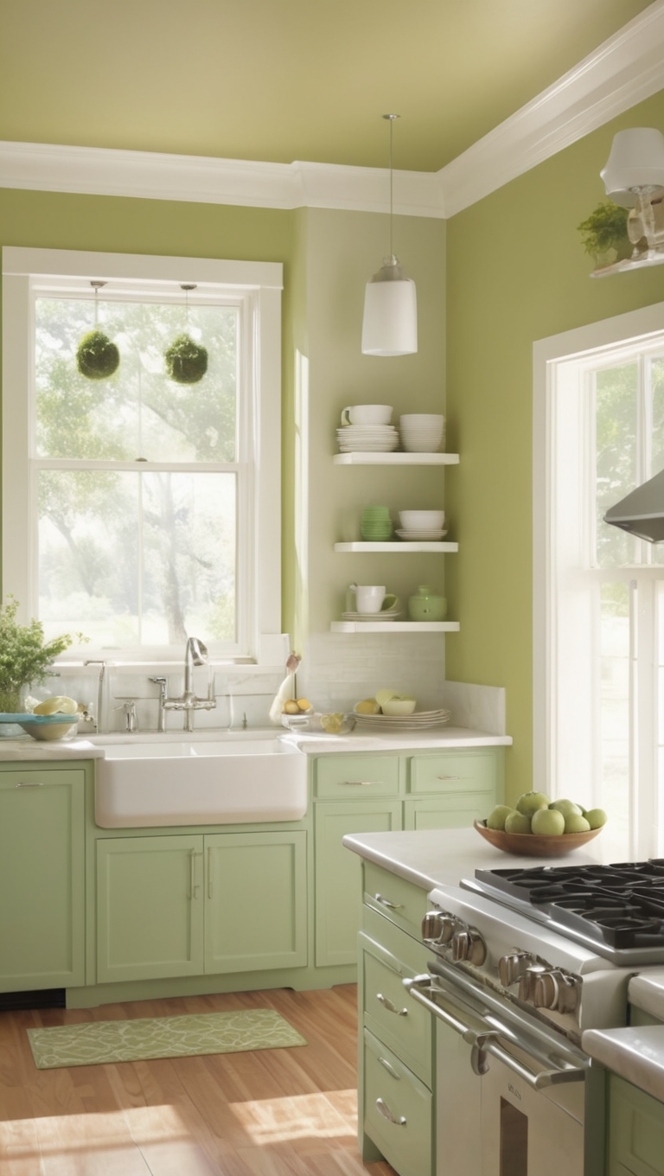 green and white cabinets, kitchen design ideas, modern green kitchen, white kitchen decor, green kitchen appliances