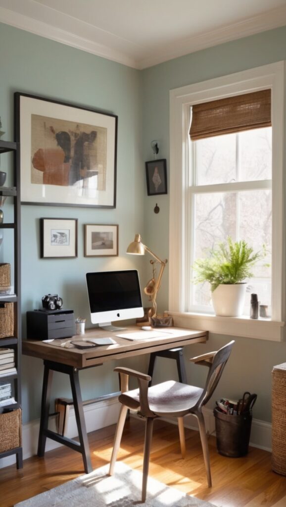 masculine home office decor, home office design ideas, small home office setup, modern home office furniture, industrial home office design