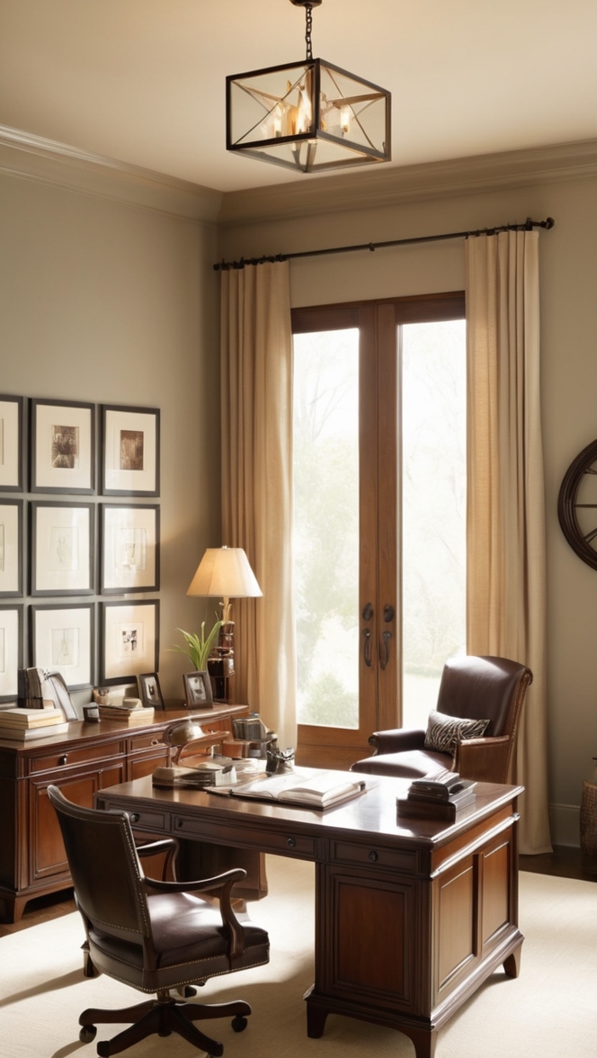 masculine home office decor, masculine office design ideas, stylish home office for men, sleek home office setup, modern bachelor office décor 