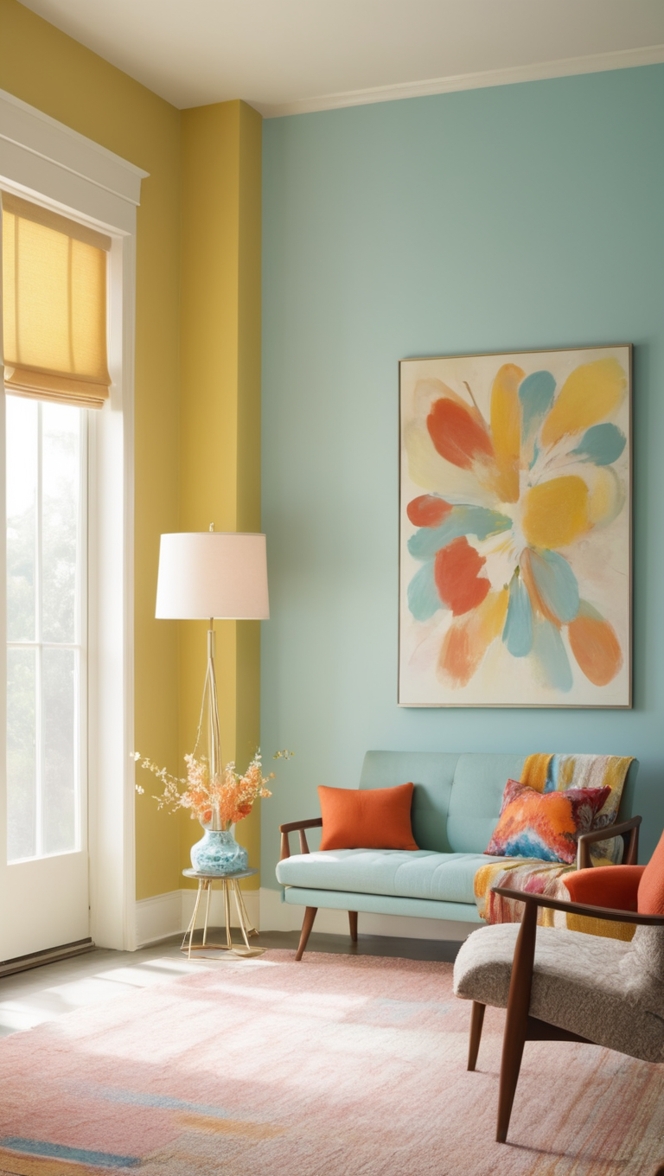 vintage 60s colors, retro color scheme, 1960s color trends, groovy color palette, psychedelic color scheme