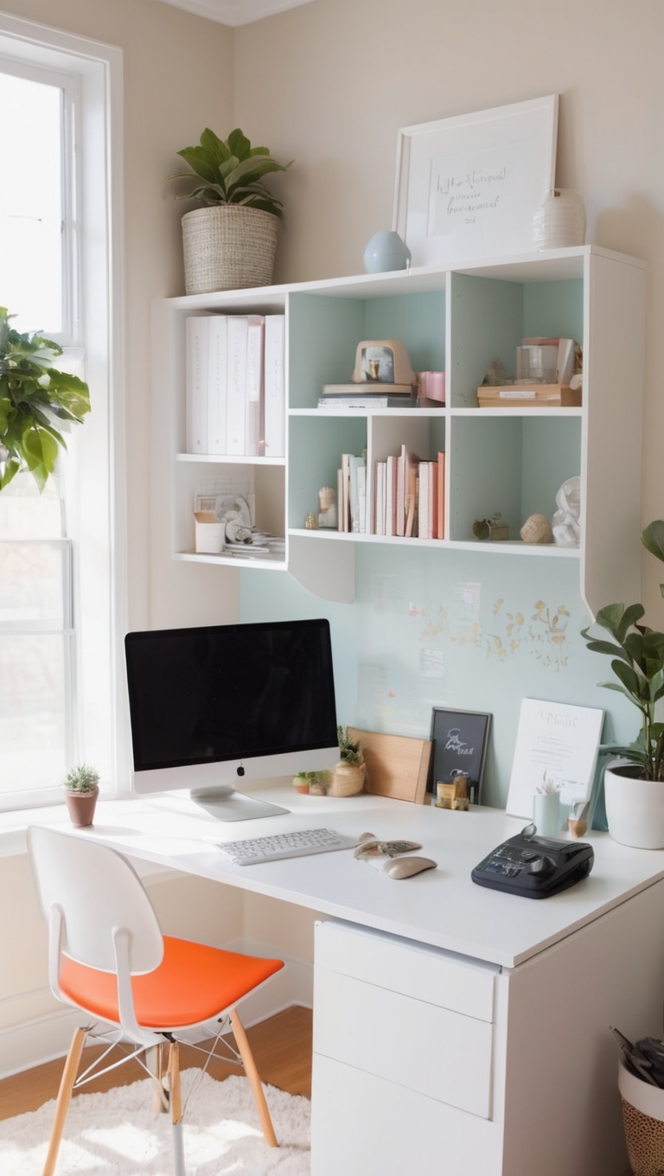 Desk organization, Office decor, Home office design, Workspace essentials, Modern office furniture