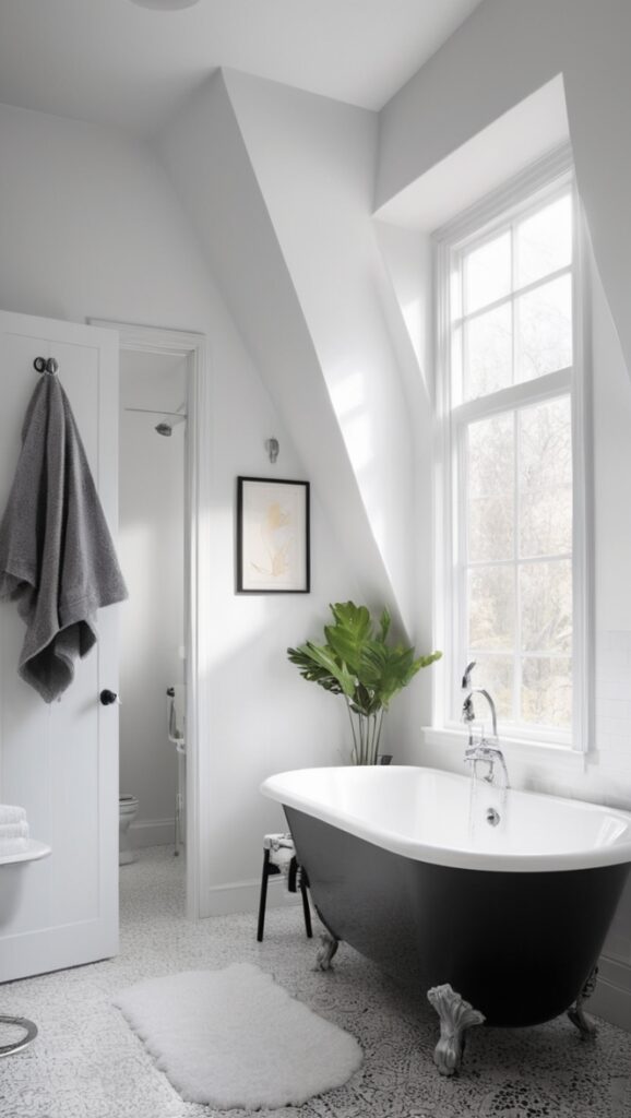 black and white bathroom decor, black and white bathroom renovation, black and white tiles, black and white bathroom accessories, black and white bathroom ideas