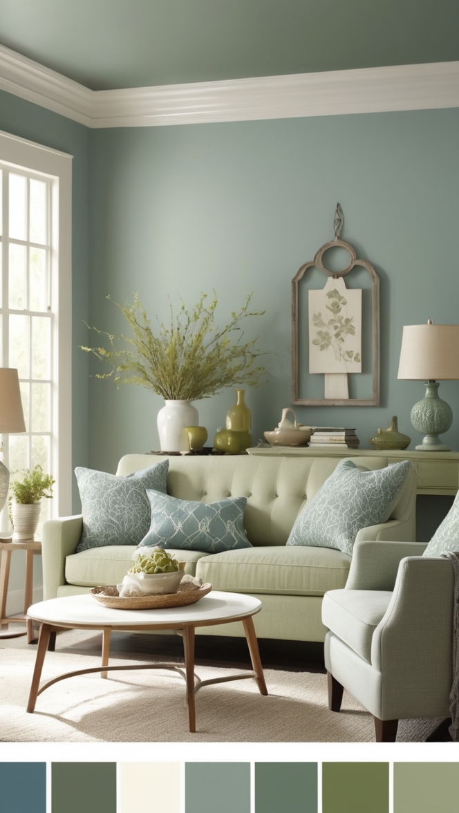 blue sage green decor, blue sage green furniture, blue sage green walls, blue sage green accessories, blue sage green curtains