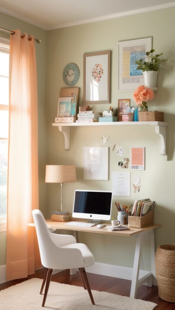 home office decor, small home office, workspace organization, cozy office space, stylish office design