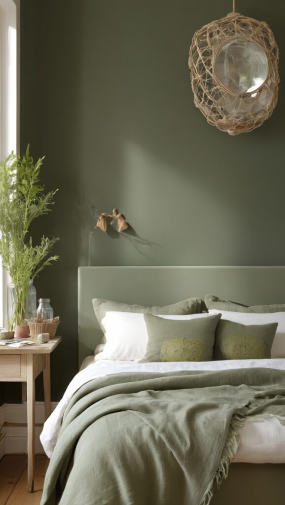 dark green bedroom decor, sage green bedding, green bedroom walls, deep green bedroom, emerald green bedroom