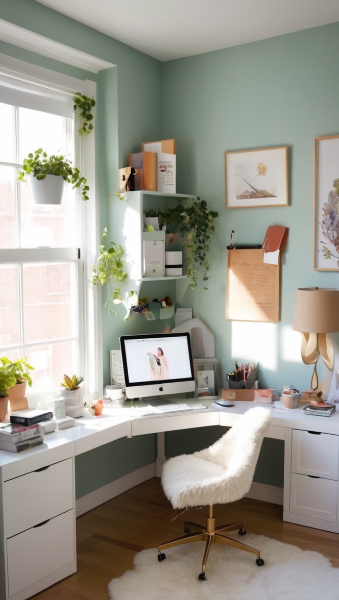 home office setup, work from home setup, small home office design, creative office space, cozy office decor