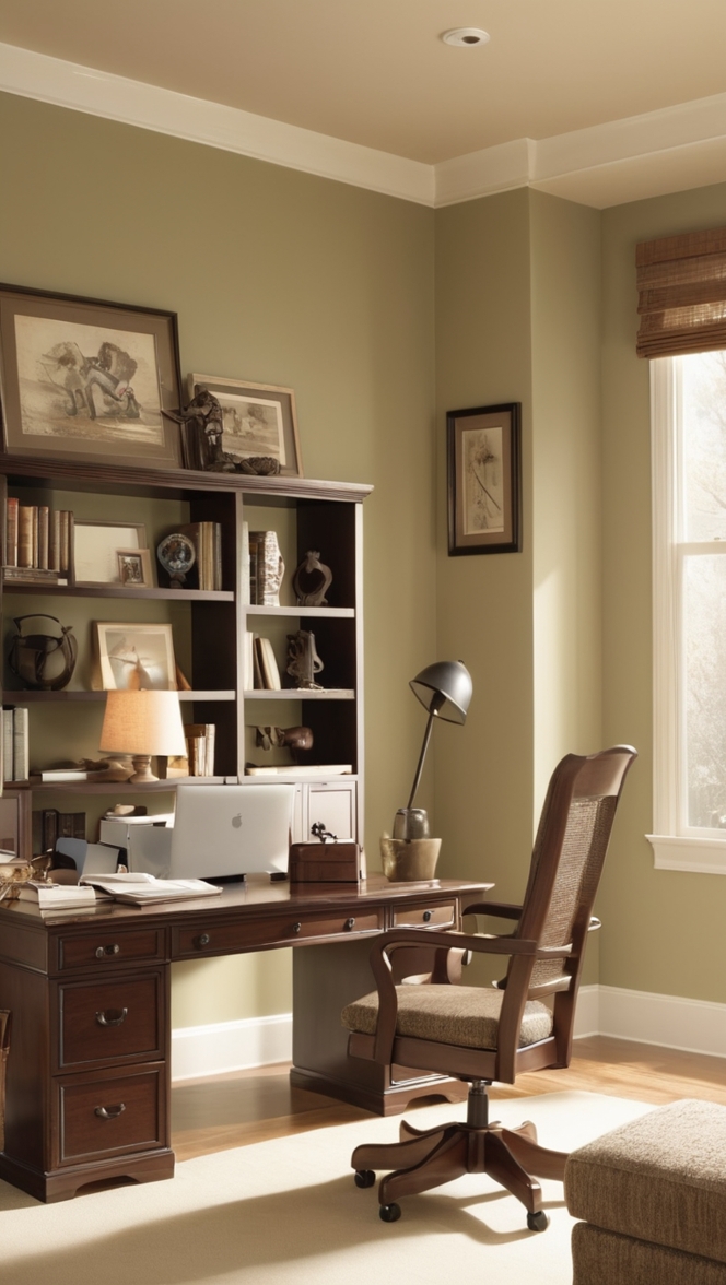 masculine home decor, industrial office desk, leather office chair, rustic home office, vintage office decor