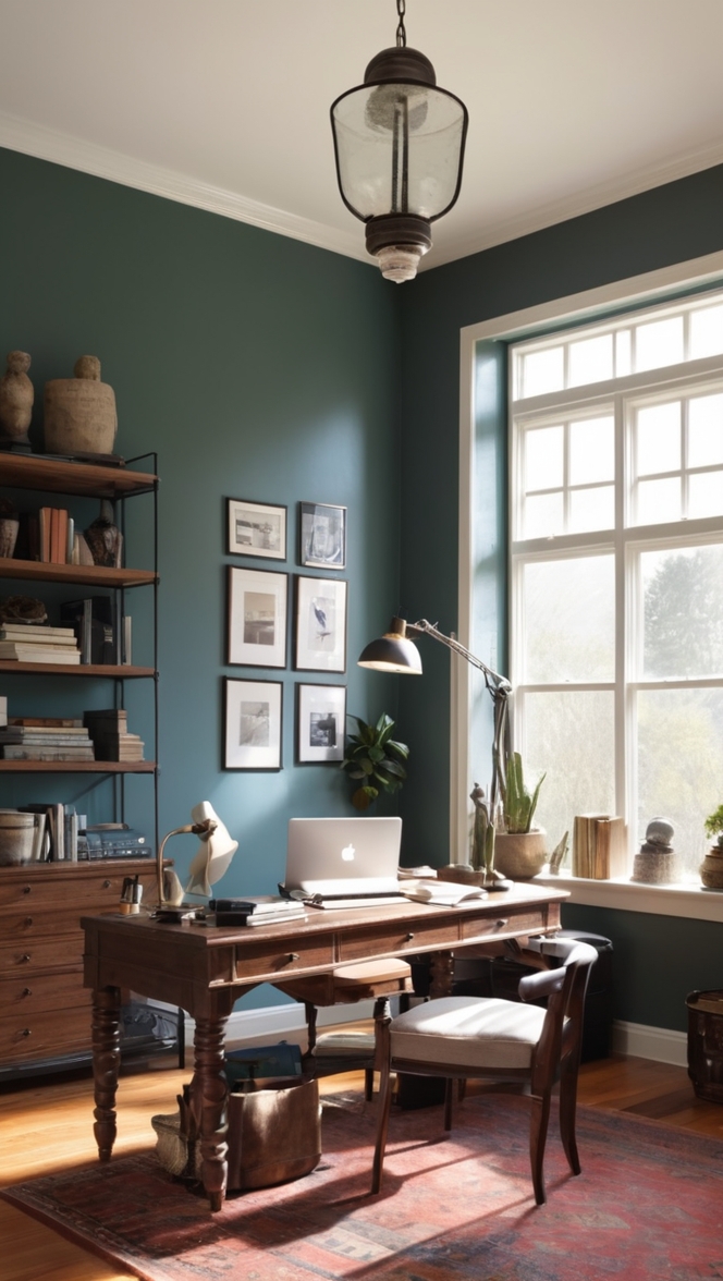 masculine home decor, industrial office desk, leather office chair, rustic home office, vintage office decor 