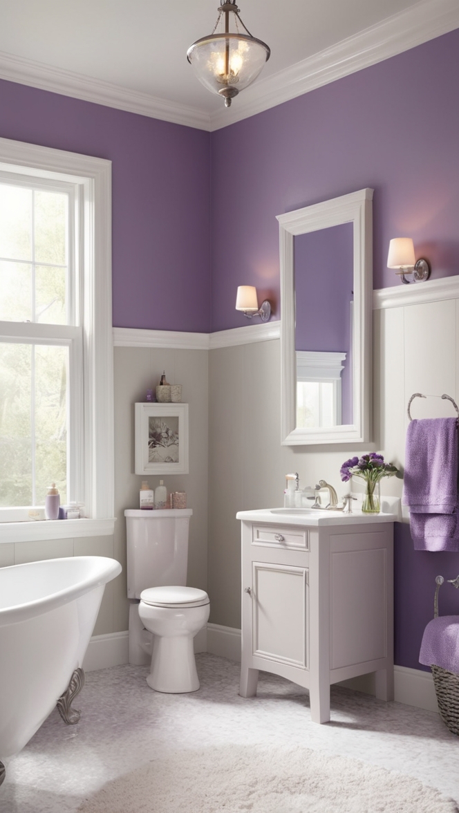 purple bathroom decor, purple bathroom accessories, purple bathroom ideas, purple bathroom rugs, bathroom design with purple accents