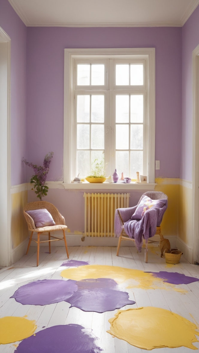 purple yellow paint colors, yellow and purple palette, yellow and purple room decor, purple and yellow combination, yellow purple color scheme