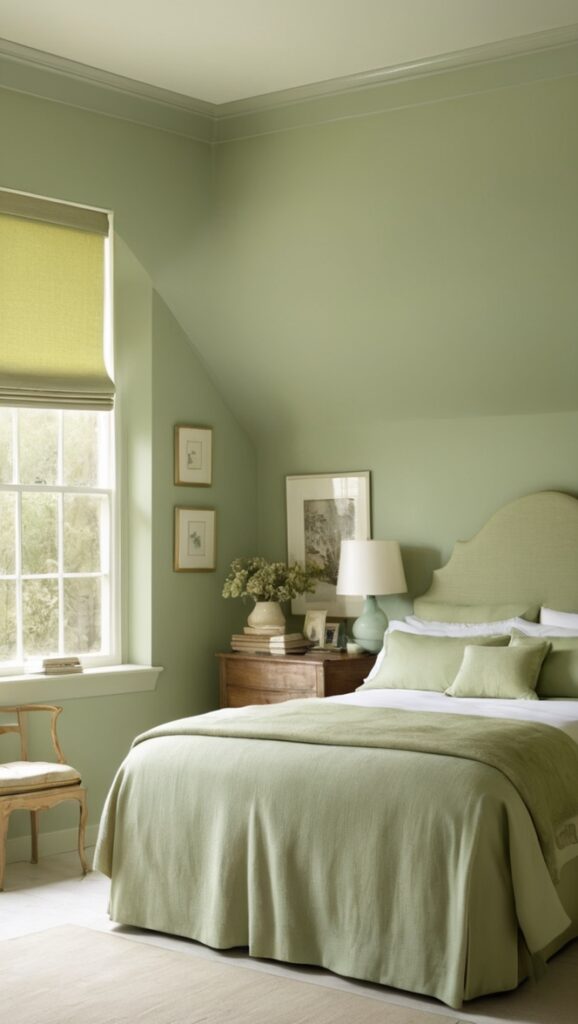 sage green paint, sage green decor, sage green bedding, sage green curtains, sage green walls
