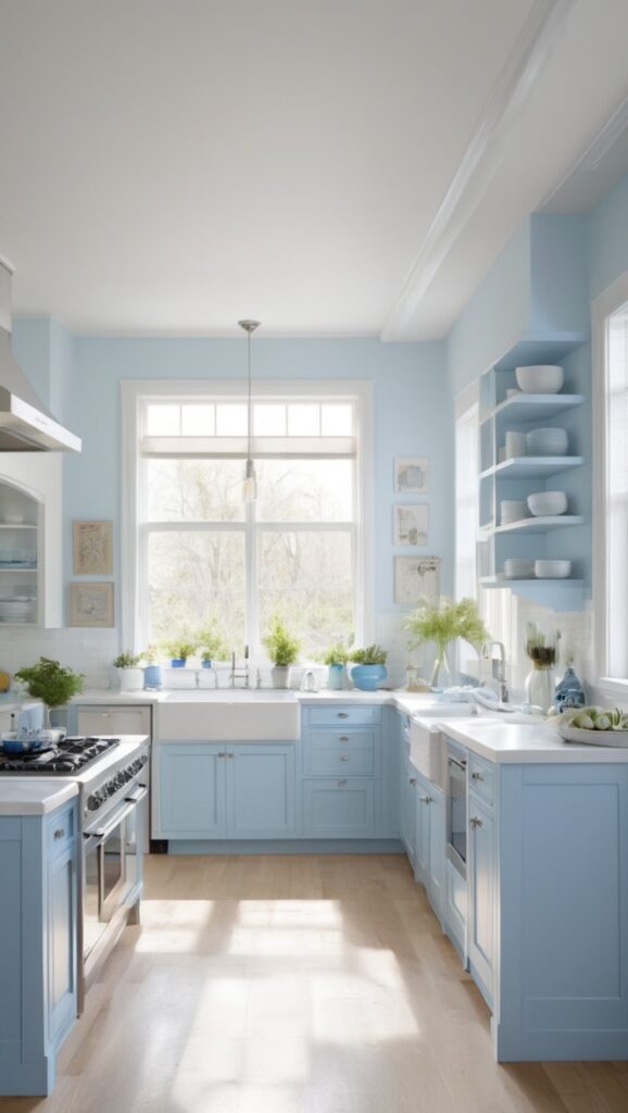 white kitchen cabinets, blue kitchen tiles, modern white kitchens, blue kitchen decor, white kitchen countertops
